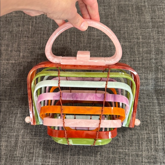 Vintage Inspired Retro Multi-Color Lucite Box Handbag - Picture 3 of 11